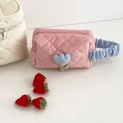 On My Mind - Flower Quilted Makeup Bag Clutch - Pink - One Size