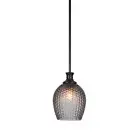 Toltec Zola 1 Light 7.5" Stem Hung Pendant, Black/Smoke Textured - 76-MB-4902