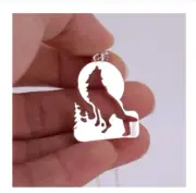 WOLF MOON TREE MOON pendant 20" 925 Sterling Silver plated Necklace female gift