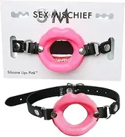Sex & Mischief Silicone Lips Open Mouth Gag, Pink