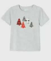 Toddler Holiday Tree Pajama T-Shirt Target Wondershop Gray Size 12M, 18 M New