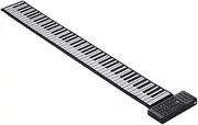 Portable Electric 88 Keys Roll Up Piano Multifunction Digital Piano Keyboard Built-in Speaker Rechargeable Battery Reverberation BT Function Silicone Piano Keyboard Black 88 Keys