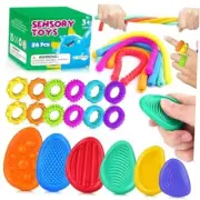 Fidget Sensory Toys for Kids: 26 Pack Textured Soft Worry Stone Sensory Rings