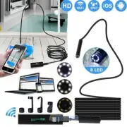 5M 8LED Wireless Endoscope WiFi Borescope Snake Inspection Camera fr Android iOS