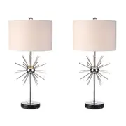 JONATHAN Y Aria 31.5" Metal/Marble LED Table Lamp, Chrome at Nordstrom