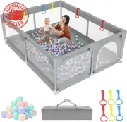 Large Baby Play Pen 200X180Cm - Premium Oxford Fabric Playpen with 50 Pit Balls,