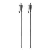 2x Silver 1.46m Cone Metal Garden Fire Torches Outdoor Yard Flame Lamp Light