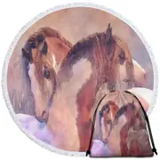 Harmony Beautiful Horses Art Round Beach Towel