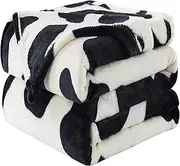 Flannel Fleece Cow Print Blanket Queen Size - Premium Anti-Static Super Soft Cozy Plush, Lightweight Microfiber Winter Warm Throw Blanket for Couch Sofa Bed 90" x 90"(Black Cow Queen)