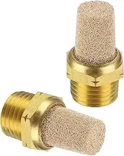 uxcell Pneumatic Muffler G 1/4, 2 Pack Sintered Bronze Brass Air Compressor Exhaust Muffler Filters Air Solenoid Valve Muffler Fitting for Automation Pneumatic Equipment, Golden