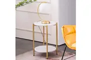 COMFEYA 2 Tier Round Coffee End Table with Storage Shelf