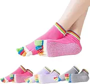 [Sunolkie] Ladies Separate Toe Socks Colorful Camping Socks for Camping, Yoga and Daily Wear, Ideal Birthday Gift (3 Colors, 3 Pairs), 1 Pink + 1 Light Grey + 1 Light Purple, 1 Pink + 1 Light Grey + 1