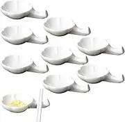 MULHUE 8 PCS Ceramic Plum Blossom Chopsticks Rest Sauce Dish, Chinese Fine Porcelain Chopsticks Spoon Fork Rest Holder Knife Holder