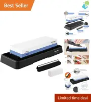 Top Quality 2-in-1 Knife Sharpening Stone - Bamboo Base & Fixer Stone Included