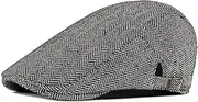 [Bmeigo] Mens Flat Cap Tweed Adjustable, Cotton Herringbone Vintage Beret Newsboy Caps Ivy Cap Cabbie Hat for Driving Hunting, 55-60cm, Spring, Autumn, Winter