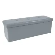 Simplify Faux Leather Triple Folding Storage Ottoman in Grey