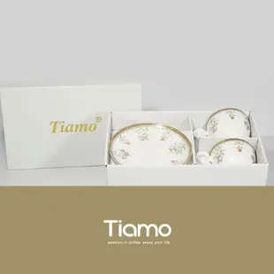 【Tiamo】盛世金苑咖啡杯盤組/HG3215(200cc/2客/白金) | Tiamo品牌旗艦館