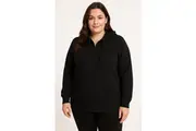 Womens Plus Queen Size Zip Thru Hoodie Jumper Pullover Hood in Black - 26