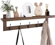 Wall Mount Coat Rack with Shelf, Coat Hooks with Storage, Entryway Organizer for Coats, Hats, Bags, Wall Floating Shelf Hanging for Hallway, Bedroom, Bathroom