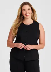 [Virtuelle] Taking Shape Ponte Fitted Vest Size 16 in Black - Plus Size Women's Clothing Black
