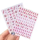 PINK Nail Art Stickers Decals Transfers Fight Cancer Ribbon Peel and Stick ns2
