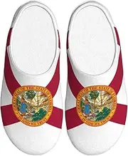 [EdWal] Flag of Florida print Winter Warm Slippers Indoor Anti-skid Plush Slippers Relaxing at Home for Women Men