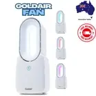 Goldair Tower Desk Fan 3 Speed Bladeless LED Colour Change Rechargeable White