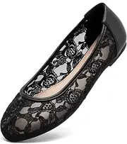[Greatonu] Women Shoes Cut Out Slip On Synthetic Lace Ballet Flats
