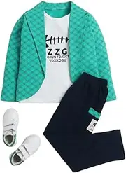 [Generic] Boys Green Checked Top & Pant Set