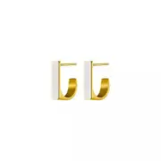 ANYCO Fashion Earrings Gold 925 Sterling Silver Geometric Square White Enamel Elegant Stud for Women Jewelry
