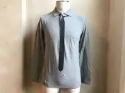 CLASS ROBERTO CAVALLI GREY BLACK PRINT TIE LONG SLEEVE POLO T SHIRT S 48 M