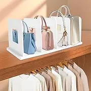 2Pcs Handbag Shelf Divider, Plastic Purse Dividers Adjustable Purse Storage Organizer with 4 Compartments Dividers Rack Purse Bag Organizer Divider for Closet Purse Storage