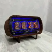 Vintage Nixie Tube Clock with Wooden Case - Retro Steampunk Desk Display Ukarine