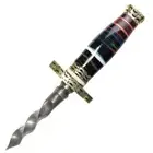 TheBoneEdge 11" Twist Kris Triangle Blade Dagger Damascus Steel Multi Resin Han