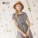 【IRIS 艾莉詩】氣質翻領格紋洋裝(42608)