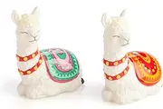 MDI Australia PP-SP_A Alpaca Salt and Pepper Set Happy Alpacas Wearing South American Blankets Salt & Pepper Shakers Set, White