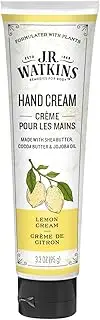 J.R. Watkins Natural Moisturizing Hand Cream, Hydrating Hand Moisturizer with Shea Butter, Cocoa Butter, and Avocado Oil, USA Made and Cruelty Free, 3.3oz, Lemon Cream, Single
