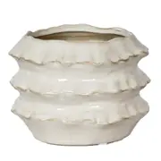 Belle Frilly Ceramic Planter Indoor Plant Container/Holder Medium 17cm White