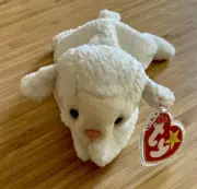 RETIRED TY Beanie Baby "Fleece" The Baby Lamb ORIGINAL Heart Tag & Cover