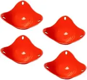 Silicone Egg Poaching Cups, 4 Pack, Egg Poachers Microwave, Silicone Egg Poacher Cups, Poached Egg Pods, Poached Egg Maker, Poached Egg Silicone Cups, Dishwasher Safe by BAKEE UK (Red)