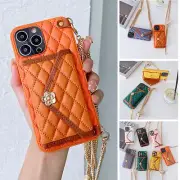PU Leather Chain Strap Wallet Phone Case For iPhone 15 Pro Max 14 13 12 11 X 8 7