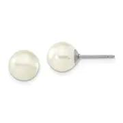 Fashion 1928 Jewelry Gold-Tone 8mm Ivory Imitation Pearl Post Stud Earrings