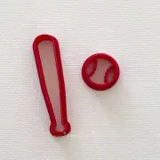 Baseball and Bat Polymer Clay Cutter Set - sport game clay earring tools