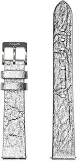 [NIXON] Pineapple BA002-3425-00 Replacement Watch Strap with 16 mm Distance in Vegan Pineapple Leather in Silver Foil with Stainless Steel Clasp and Bracelet Eyelet, Silver foil, 16mm