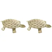 2PK LVD Aluminum Turtle Decorative Brass Tray 21x15cm - Gold