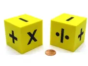 Pack of 2 50mm D6 Square Foam Operation Dice - Yellow with Black Symbols