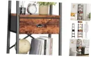 5 Tier Ladder Shelf, Tall and Narrow Bookshelf with Drawer,Standing Bookcase