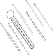 OHPHCALL Household Tools 1 Set 7Pcs Suit tool cleaning kit cleaning swab spoon headphones earbuds earpick pimple extraction tool Earwax Spoon care Stainless steel LED baby