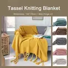 130x170cm Size Soft Tassel Fringe Knitting Throw Rugs Sofa Couch Bedding Blanket