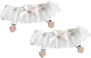 [WESIEVYA] Elegant Lace Garters Set for Bride Wedding Day Accessories Bow Clip Fashionable Leg Garters for Women White
